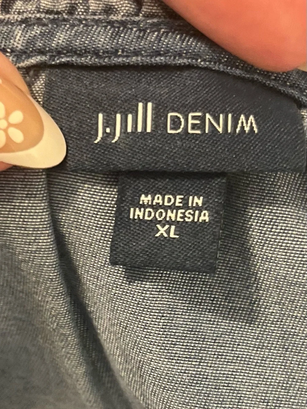 J Jill Denim Lyocell Peasant Blouse XL Chambray Boho Coastal Cowgirl SOFT